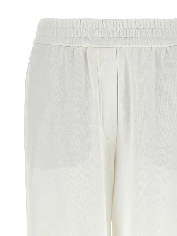 BRUNELLO CUCINELLI WOMEN'S OFF WHITE ATHLETIC TROUSERS WITH ZIPPERS - Image 3