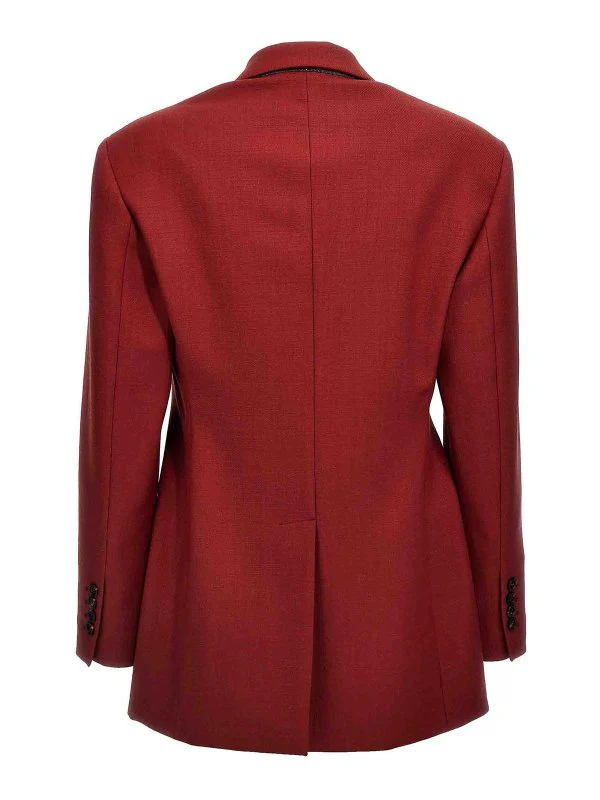 BRUNELLO CUCINELLI WOMEN'S RED TAILORED SINGLE-BUTTON BLAZER - Image 2