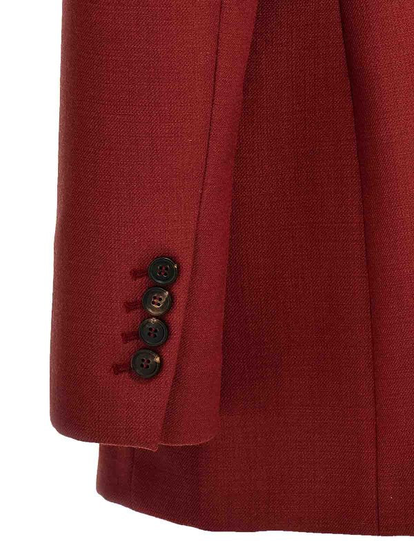 BRUNELLO CUCINELLI WOMEN'S RED TAILORED SINGLE-BUTTON BLAZER - Image 4
