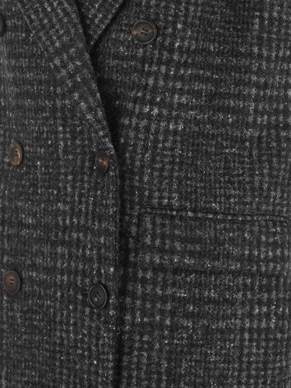 BRUNELLO CUCINELLI WOMEN'S ANTHRACITE PLAID SLEEVELESS COAT - Image 3