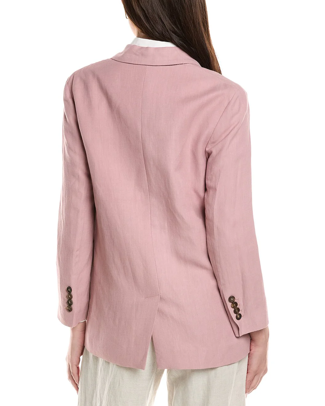 BRUNELLO CUCINELLI WOMEN'S BLUSH TAILORED SINGLE-BUTTON BLAZER - Image 2