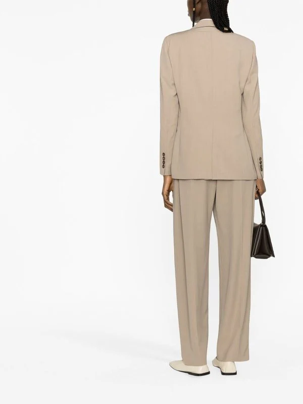 BRUNELLO CUCINELLI WOMEN'S BEIGE DOUBLE-BREASTED TAILORED BLAZER - Image 4