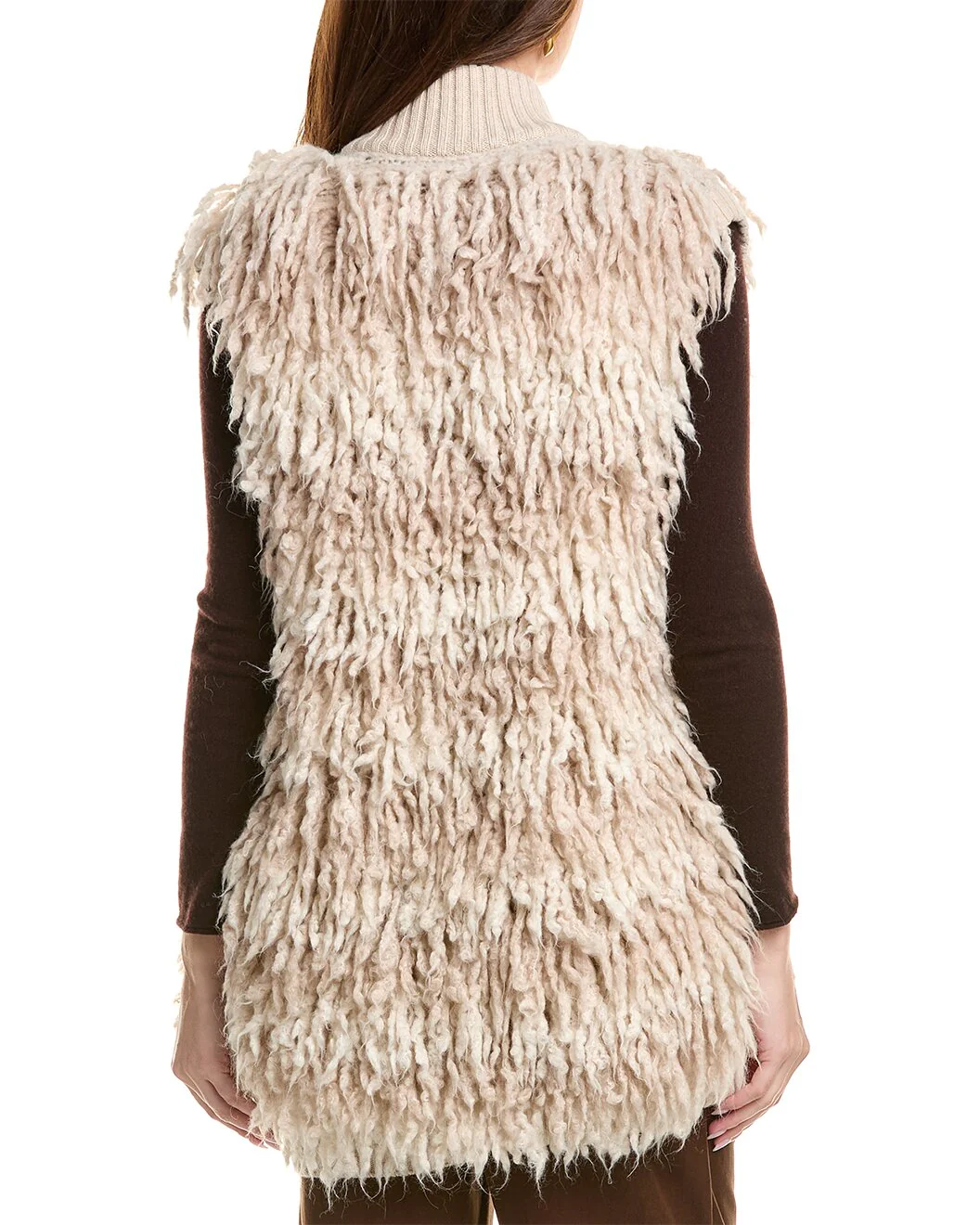 BRUNELLO CUCINELLI WOMEN'S BEIGE TEXTURED KNIT BUTTONED VEST - Image 2