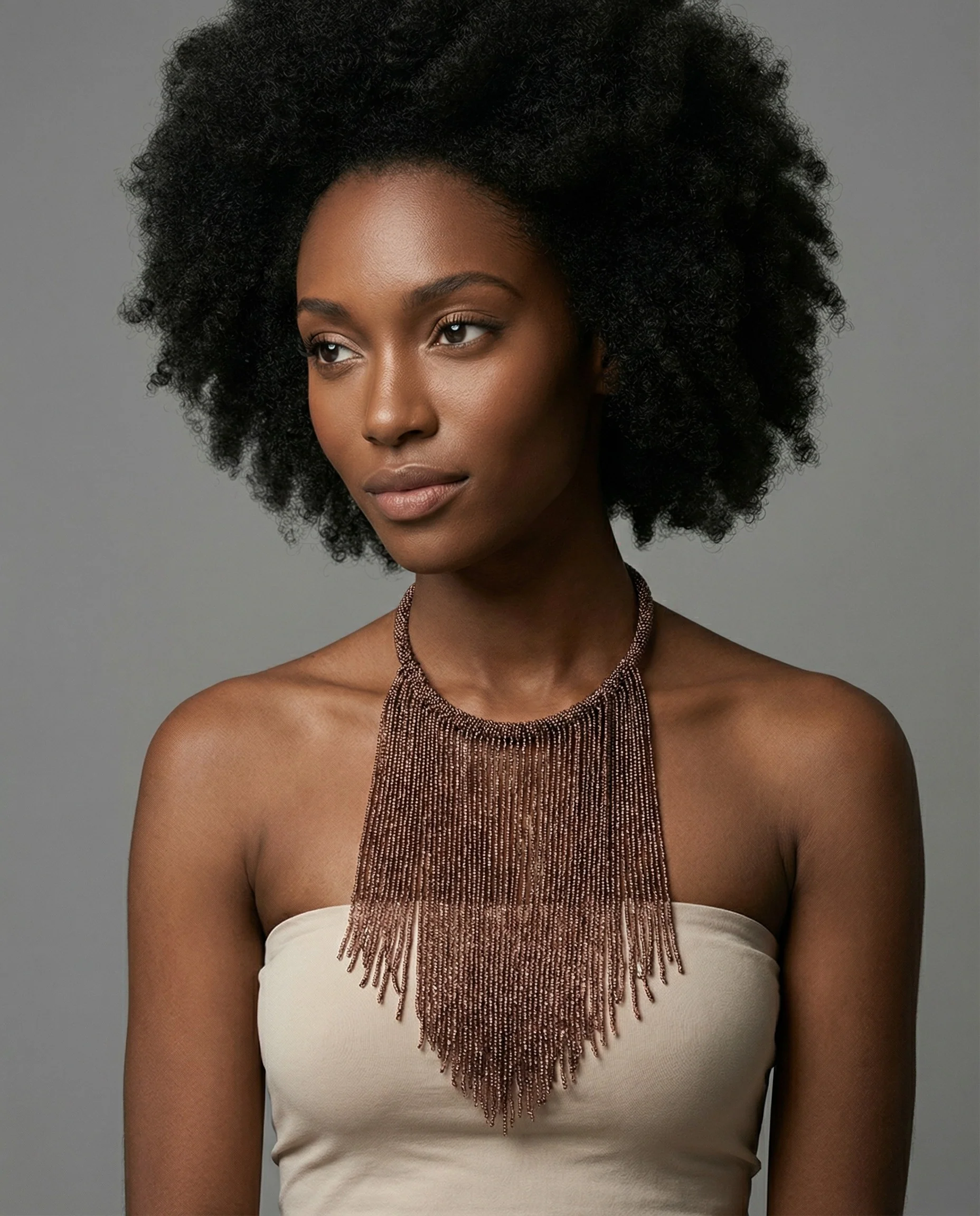 BRUNELLO CUCINELLI WOMEN'S COPPER FRINGE STATEMENT NECKLACE