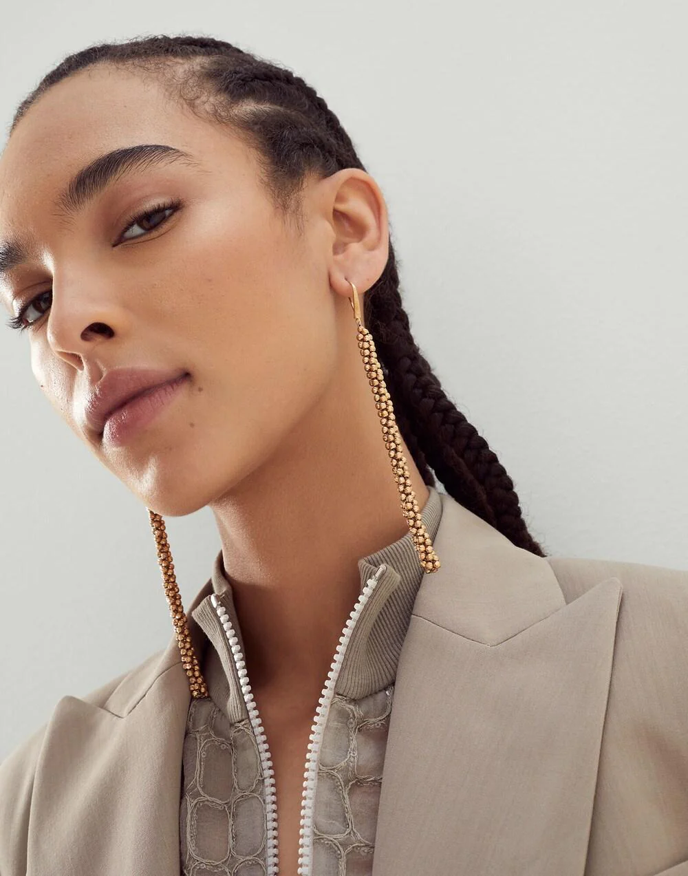 BRUNELLO CUCINELLI WOMEN'S GOLD BRAIDED DROP EARRINGS - Image 3