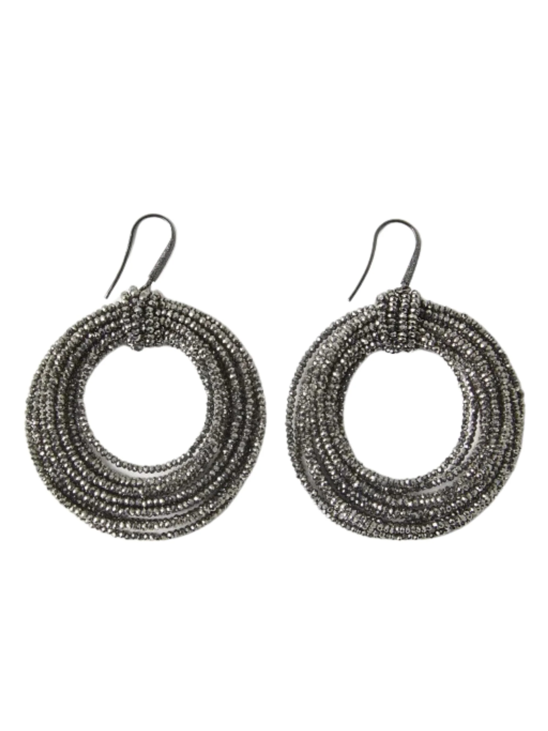 BRUNELLO CUCINELLI WOMEN'S RUTHENIUM GLASS HOOP EARRINGS