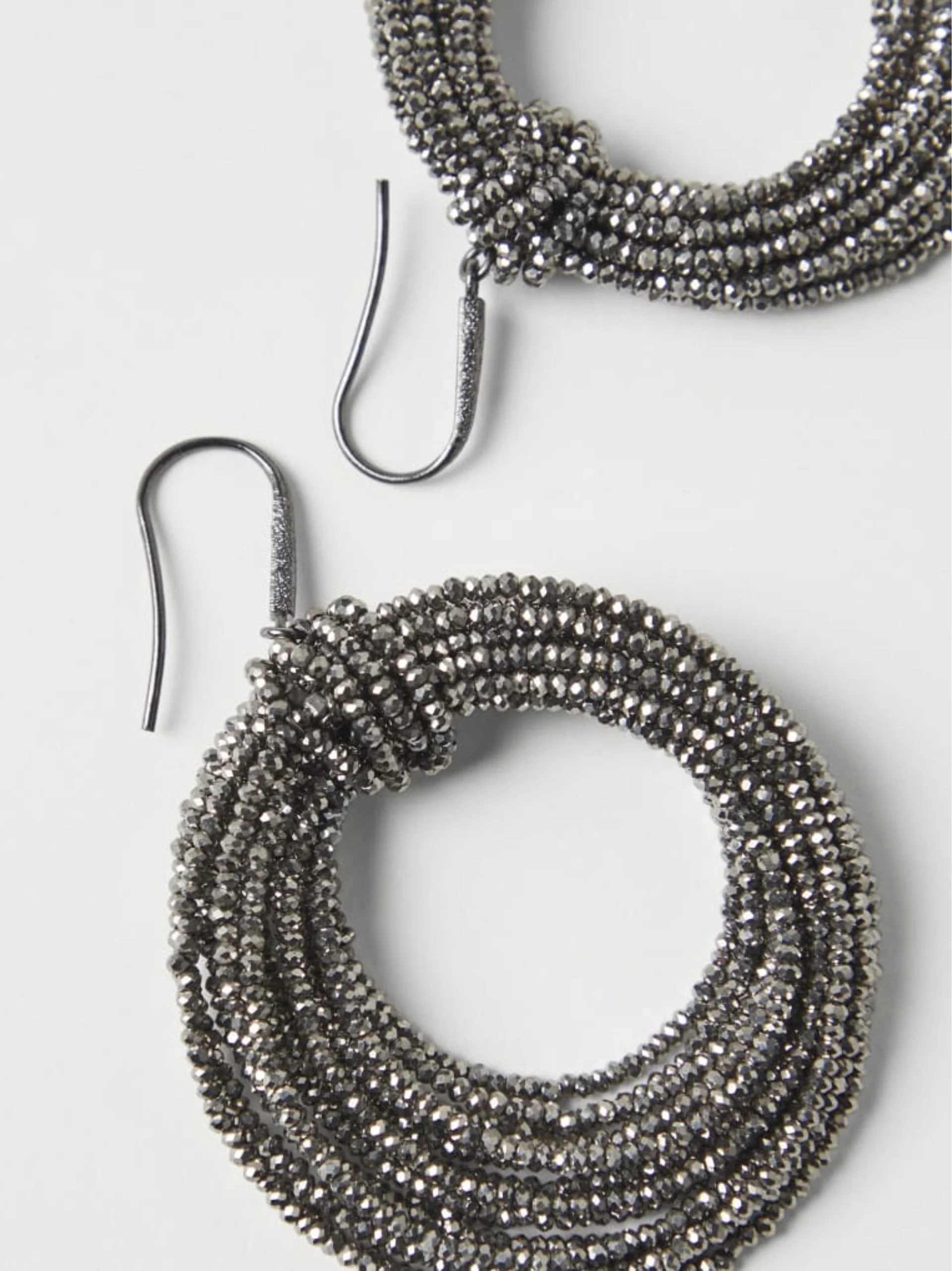 BRUNELLO CUCINELLI WOMEN'S RUTHENIUM GLASS HOOP EARRINGS - Image 2