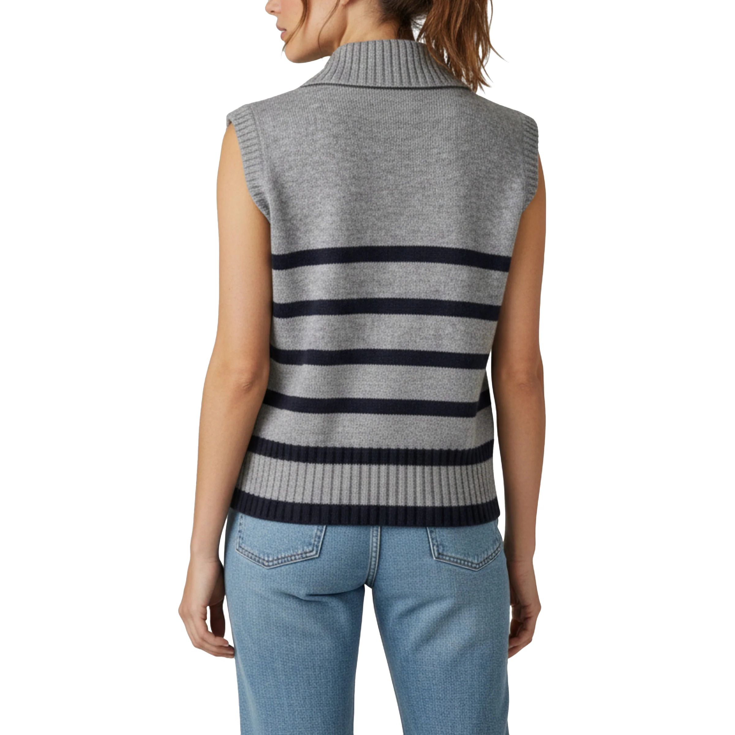 BRUNELLO CUCINELLI WOMEN'S LIGHT GREY CASHMERE SLEEVELESS SWEATER - Image 2