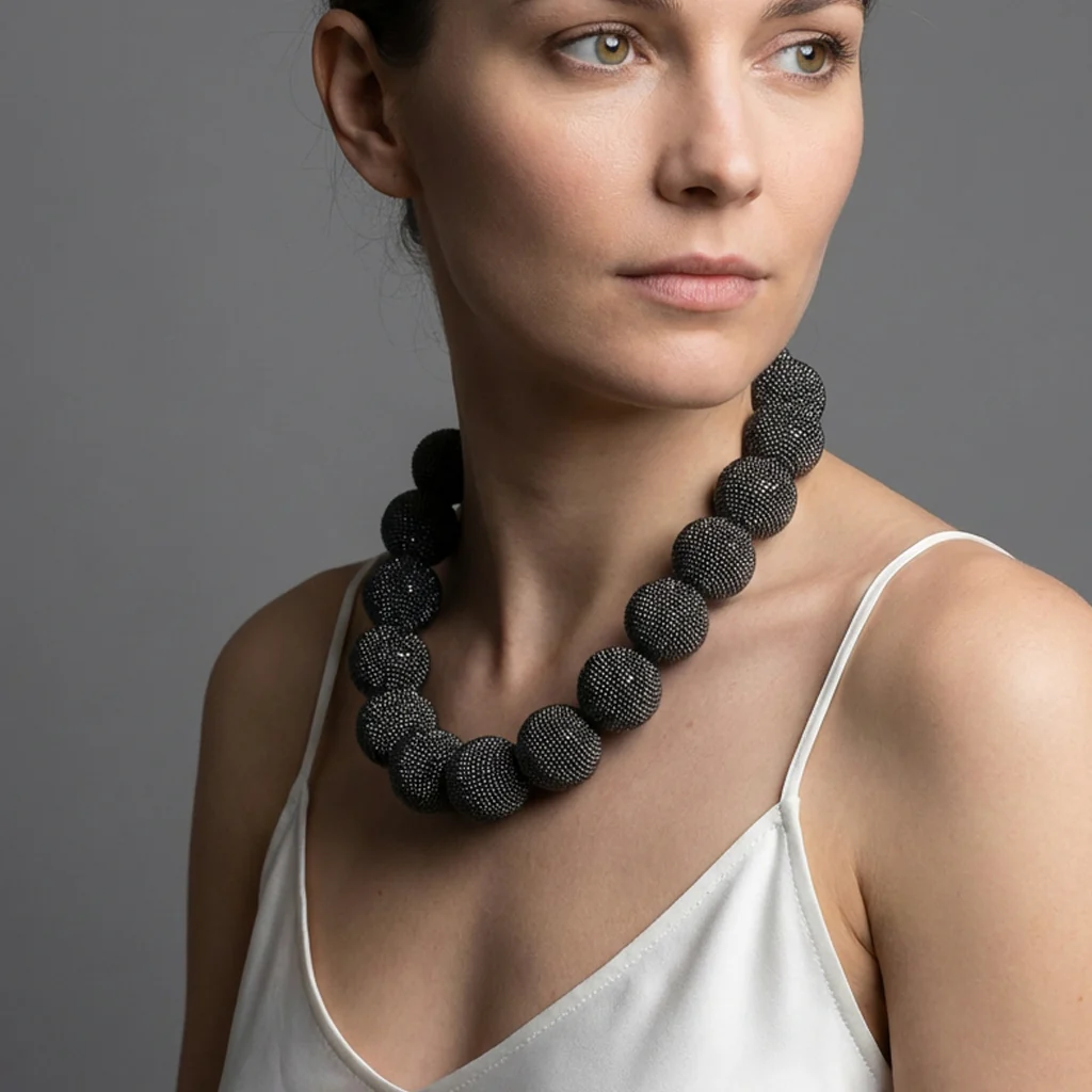 BRUNELLO CUCINELLI WOMEN'S CHARCOAL MONILI BEAD NECKLACE