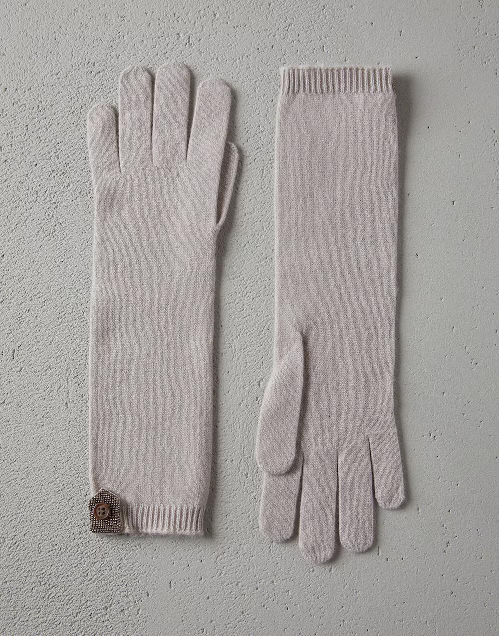 BRUNELLO CUCINELLI WOMEN'S PALE LONG KNIT GLOVES