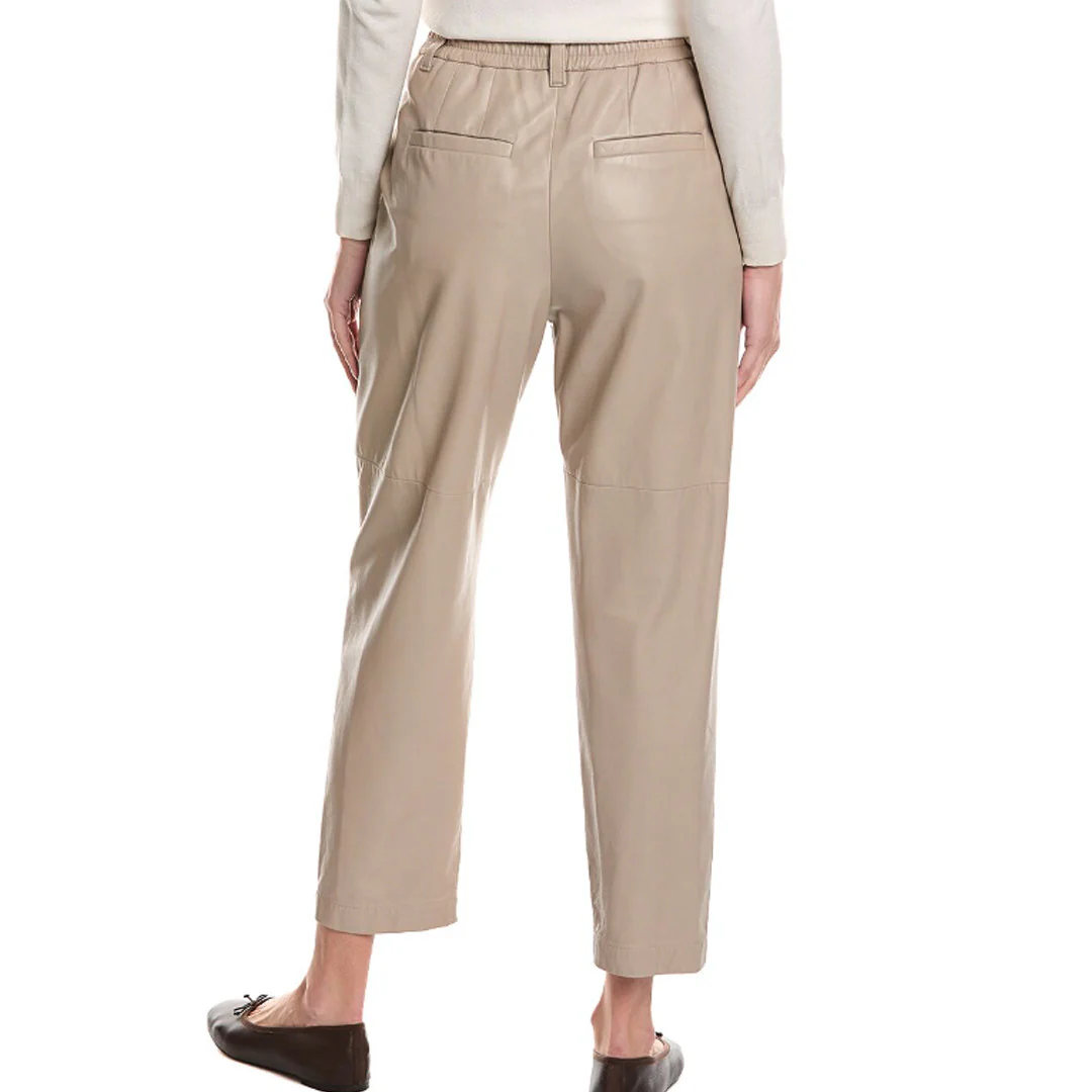 BRUNELLO CUCINELLI WOMEN'S PANTS 100% LEATHER CASUAL PANTS/TROUSERS - Image 2