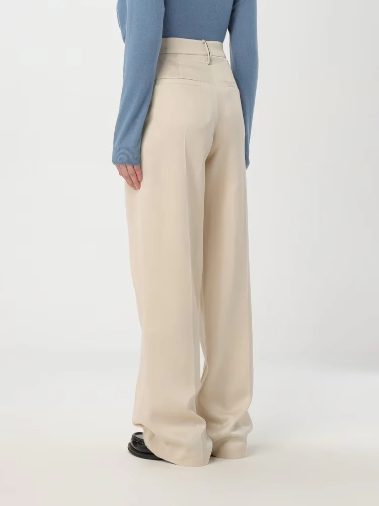 BRUNELLO CUCINELLI WOMEN'S BUTTER WIDE-LEG PLEATED TROUSERS - Image 3