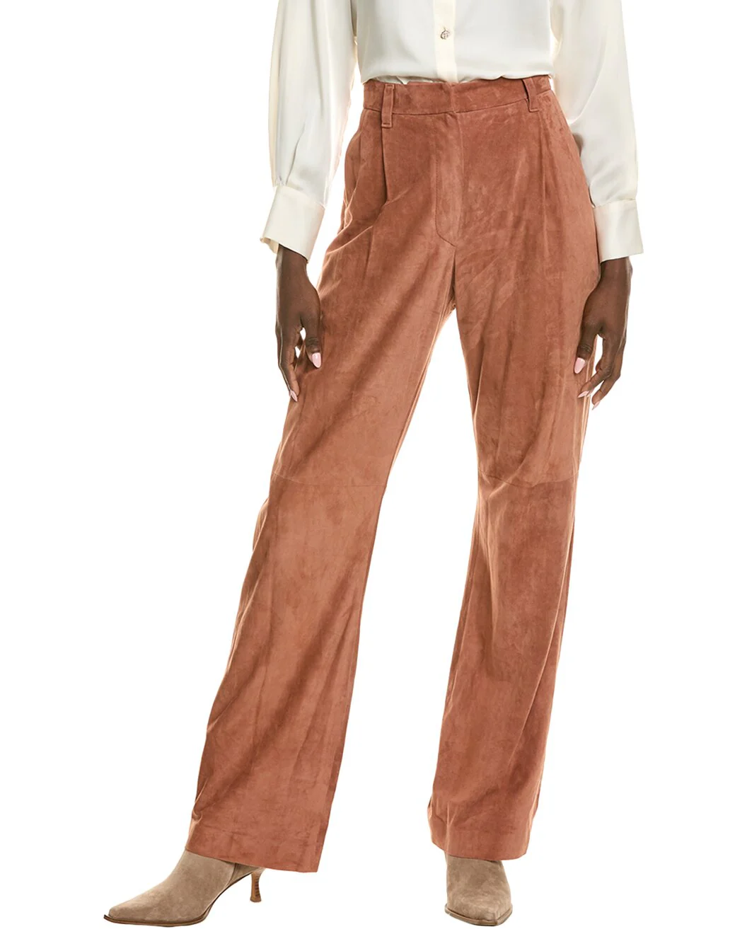 BRUNELLO CUCINELLI WOMEN'S RUST WIDE-LEG TROUSERS
