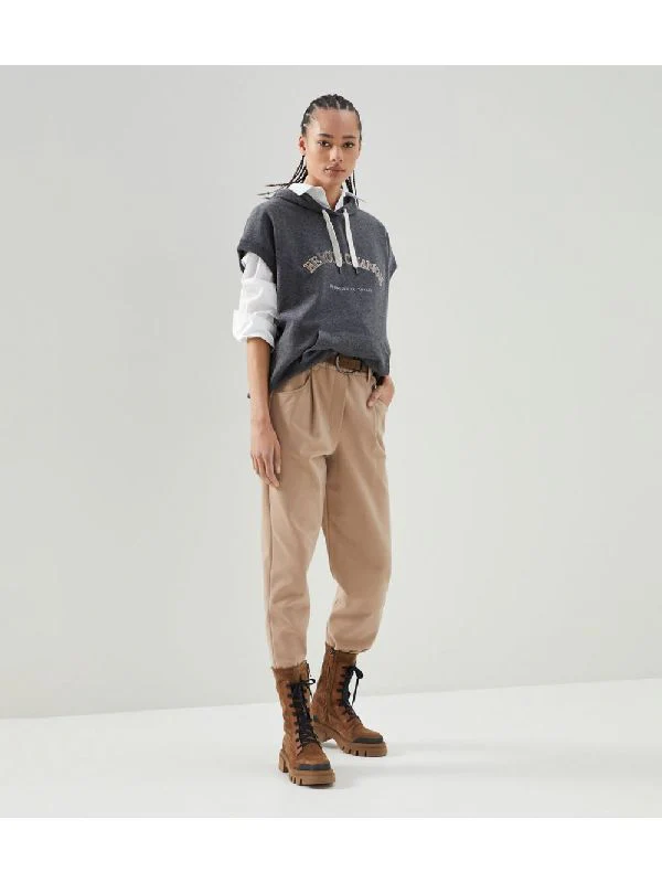 BRUNELLO CUCINELLI WOMEN'S ALMOND TAILORED TROUSERS - Image 2