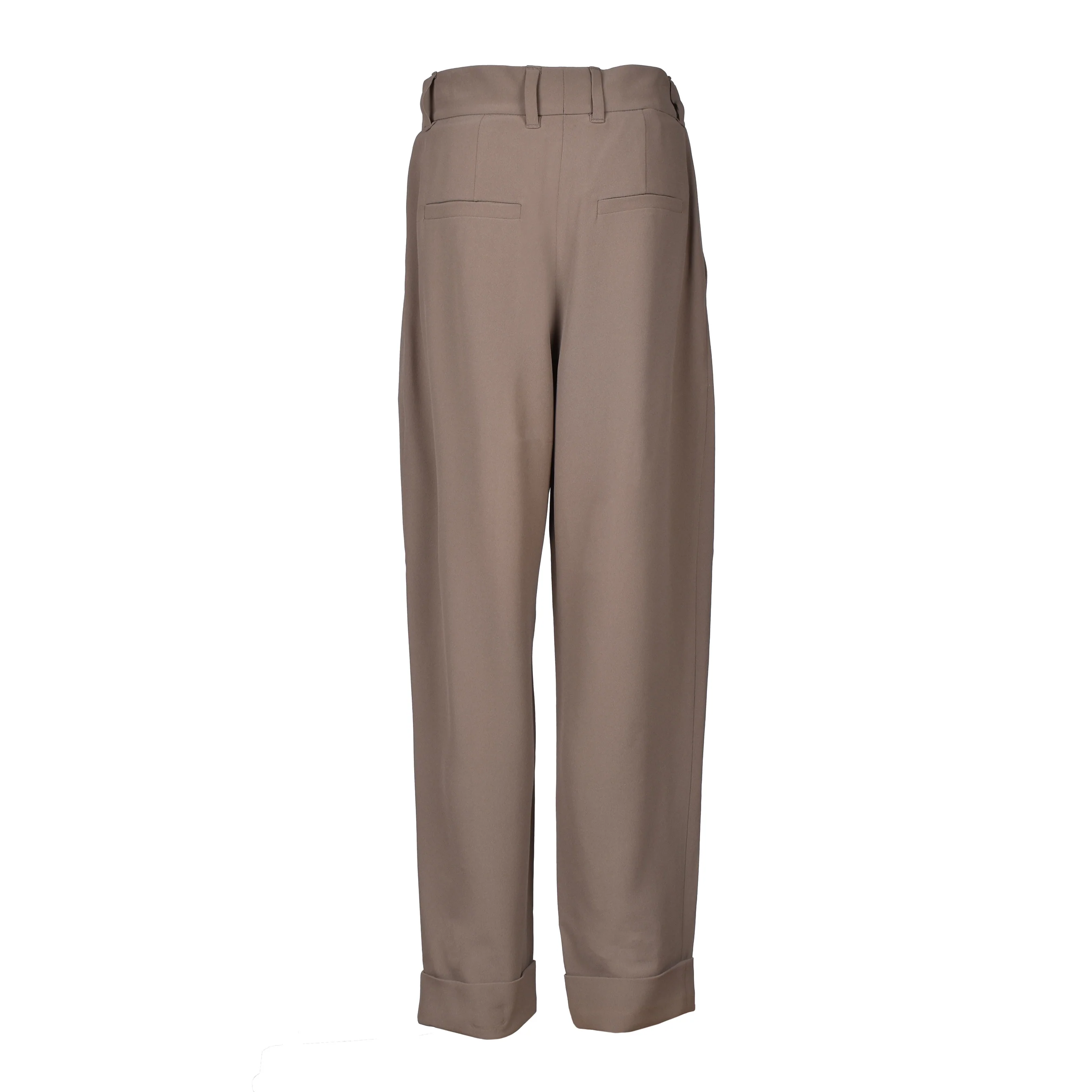 BRUNELLO CUCINELLI WOMEN'S BEIGE SILK BLEND TAILORED TROUSERS - Image 2