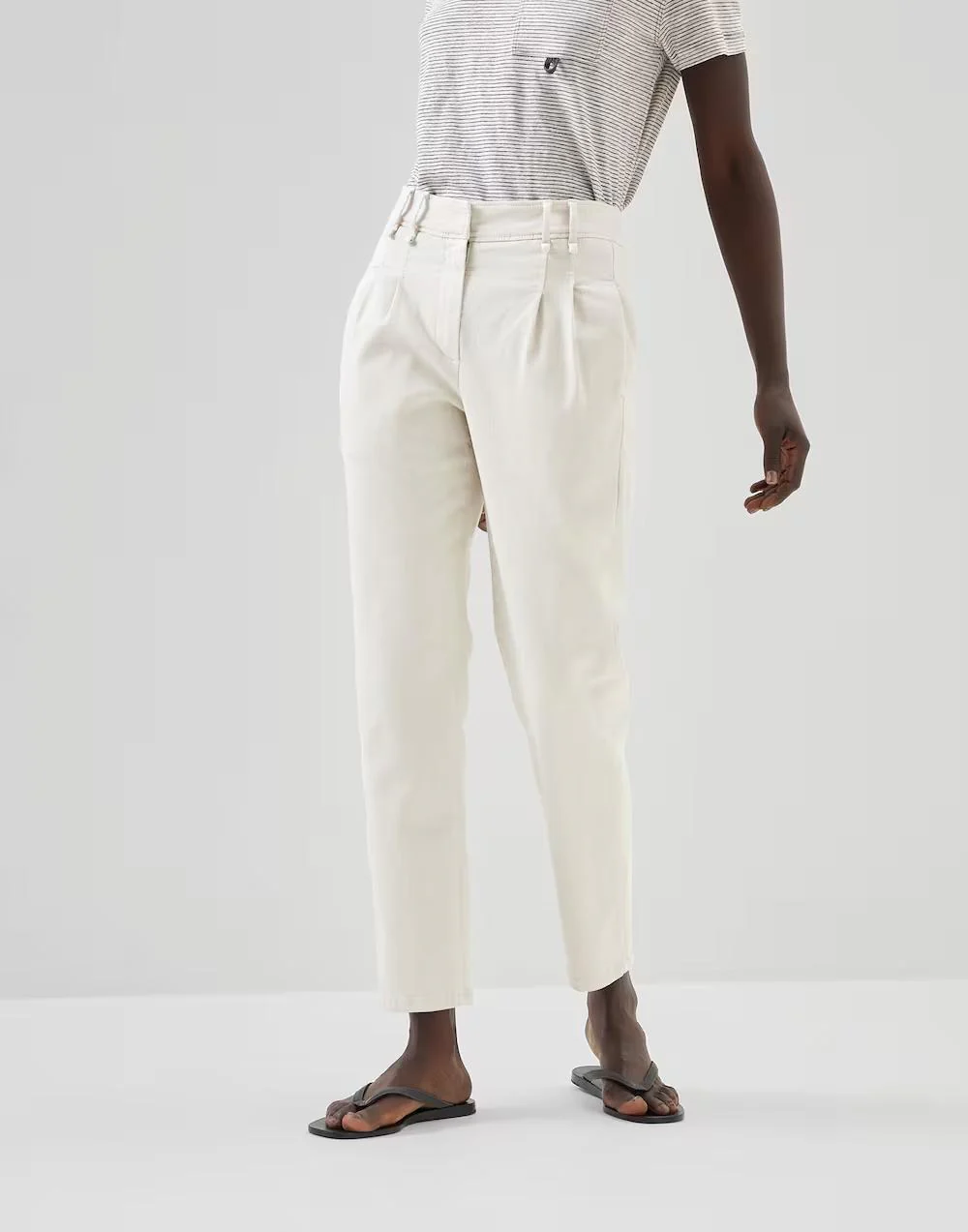 BRUNELLO CUCINELLI WOMEN'S WARM WHITE PLEATED TROUSERS