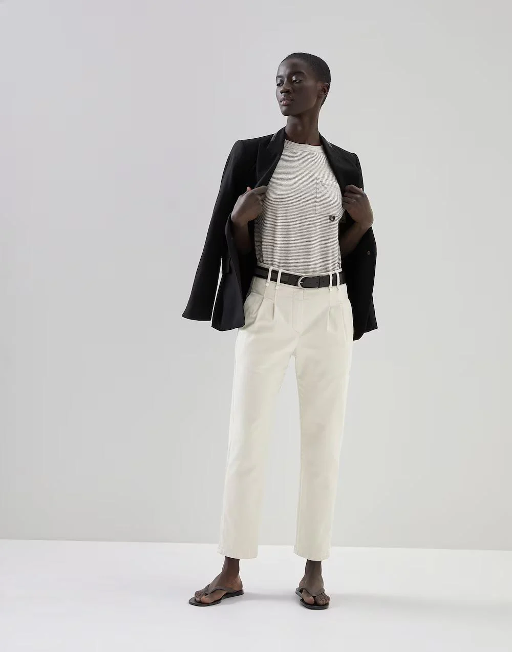 BRUNELLO CUCINELLI WOMEN'S WARM WHITE PLEATED TROUSERS - Image 3