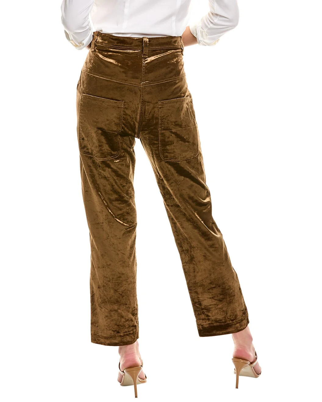 BRUNELLO CUCINELLI WOMEN'S BROWN VELVET HIGH-WAISTED TROUSERS - Image 2