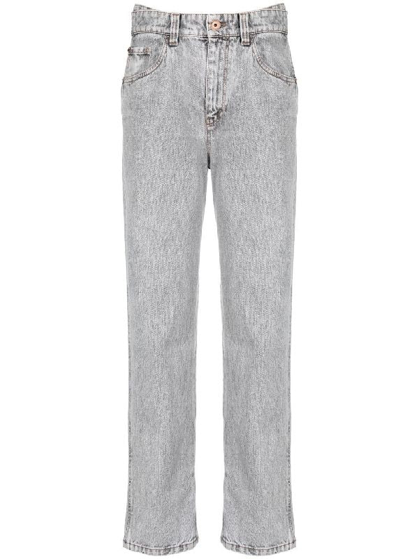 BRUNELLO CUCINELLI WOMEN'S LIGHT GREY STRAIGHT-LEG DENIM TROUSERS