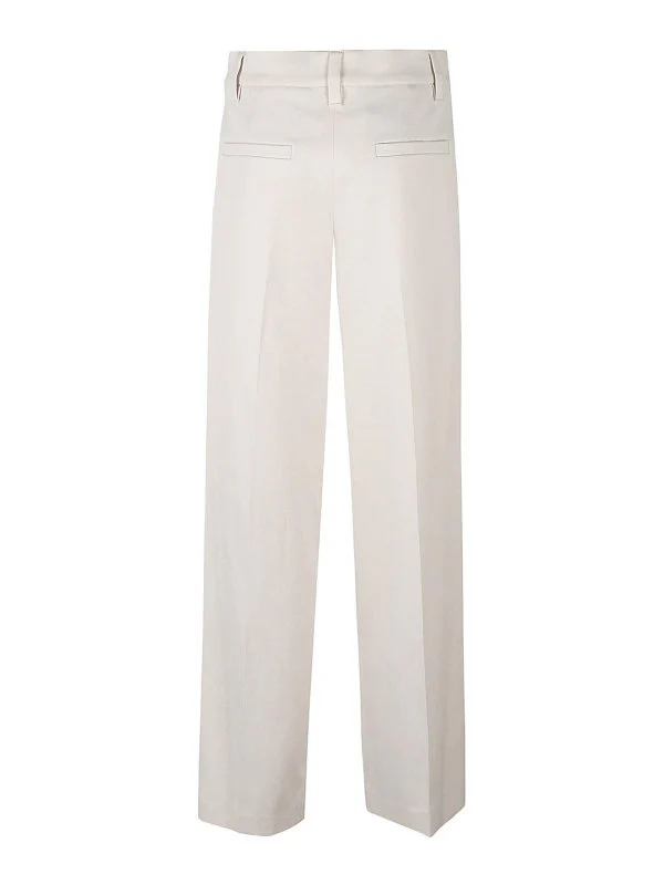BRUNELLO CUCINELLI WOMEN'S SNOW WHITE PLEATED TAILORED TROUSERS - Image 2