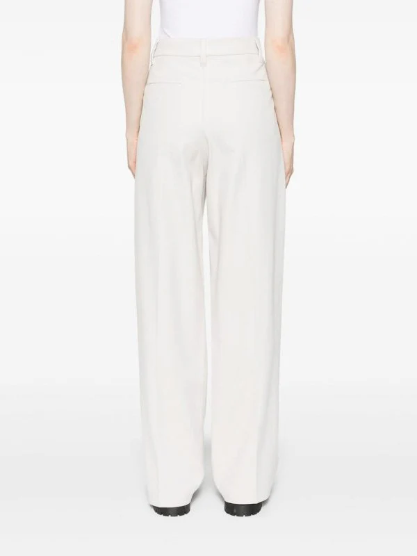 BRUNELLO CUCINELLI WOMEN'S SNOW WHITE PLEATED TAILORED TROUSERS - Image 4