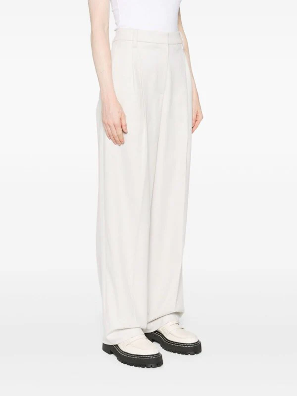 BRUNELLO CUCINELLI WOMEN'S SNOW WHITE PLEATED TAILORED TROUSERS - Image 5