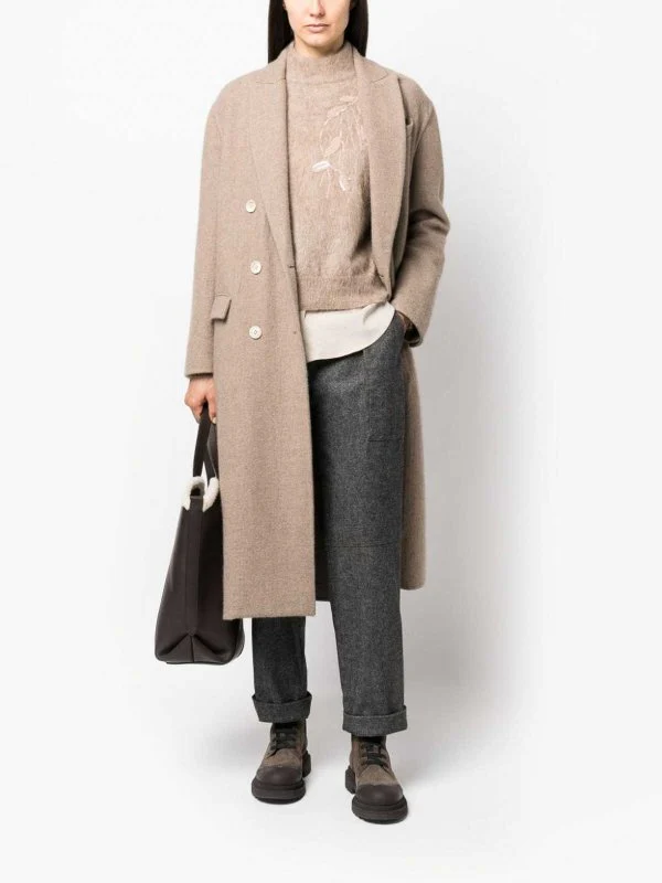 BRUNELLO CUCINELLI WOMEN'S GRAY PLEATED CUFFED TROUSERS - Image 2