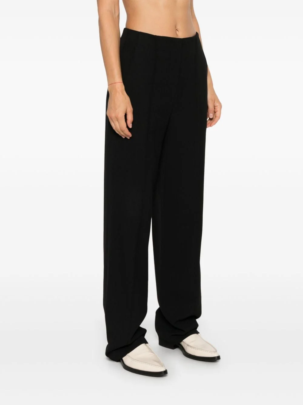 BRUNELLO CUCINELLI WOMEN'S BLACK WIDE-LEG TAILORED TROUSERS - Image 3