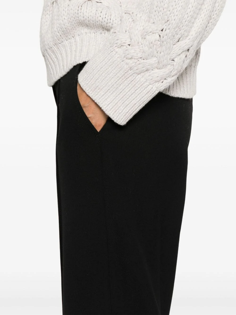 BRUNELLO CUCINELLI WOMEN'S BLACK WIDE-LEG TAILORED TROUSERS - Image 5