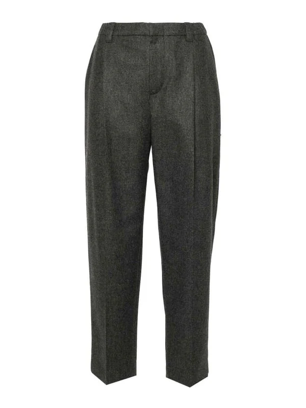 BRUNELLO CUCINELLI WOMEN'S CHARCOAL TAILORED WOOL-BLEND TROUSERS
