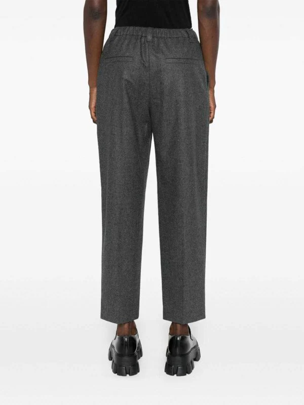 BRUNELLO CUCINELLI WOMEN'S CHARCOAL TAILORED WOOL-BLEND TROUSERS - Image 4