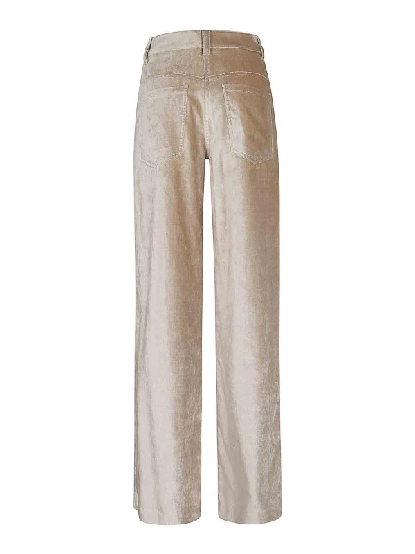 BRUNELLO CUCINELLI WOMEN'S PINK BEIGE STRAIGHT-LEG TROUSERS - Image 2