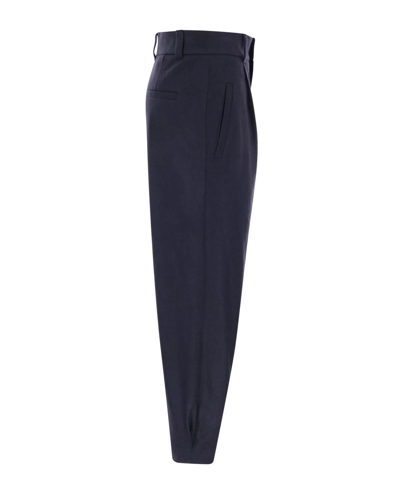 BRUNELLO CUCINELLI WOMEN'S NAVY PLEATED TAILORED TROUSERS - Image 3
