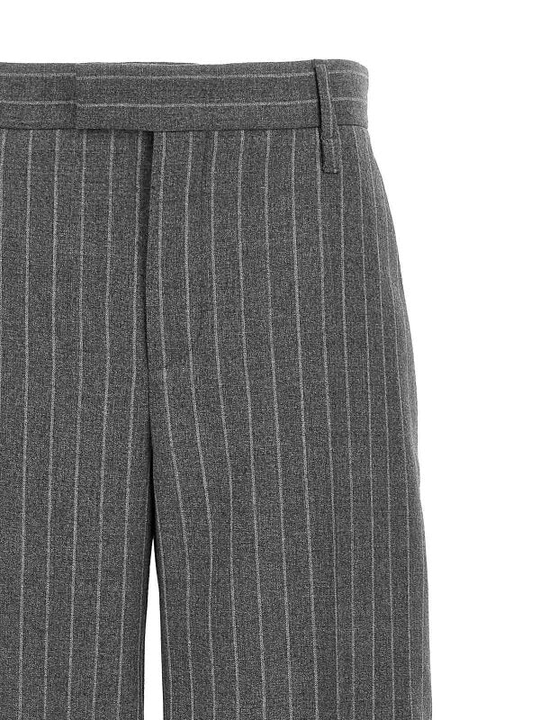 BRUNELLO CUCINELLI WOMEN'S GRAY PINSTRIPE WIDE-LEG TROUSERS - Image 3