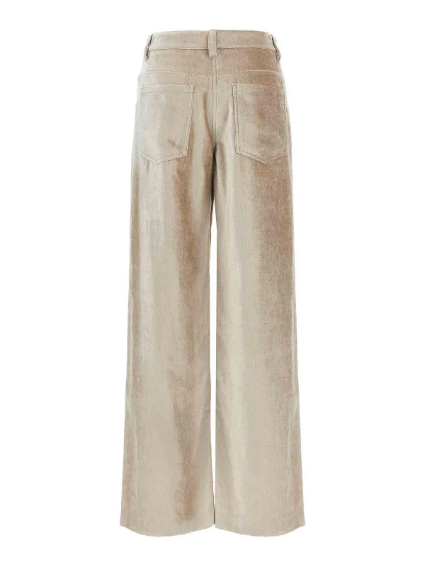 BRUNELLO CUCINELLI WOMEN'S BEIGE WIDE-LEG TROUSERS - Image 2
