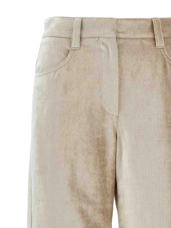 BRUNELLO CUCINELLI WOMEN'S BEIGE WIDE-LEG TROUSERS - Image 3
