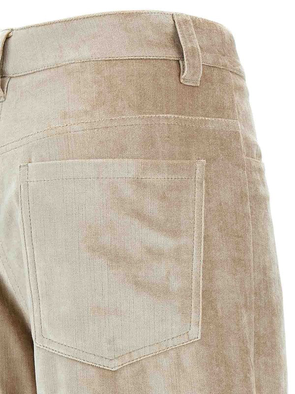 BRUNELLO CUCINELLI WOMEN'S BEIGE WIDE-LEG TROUSERS - Image 4