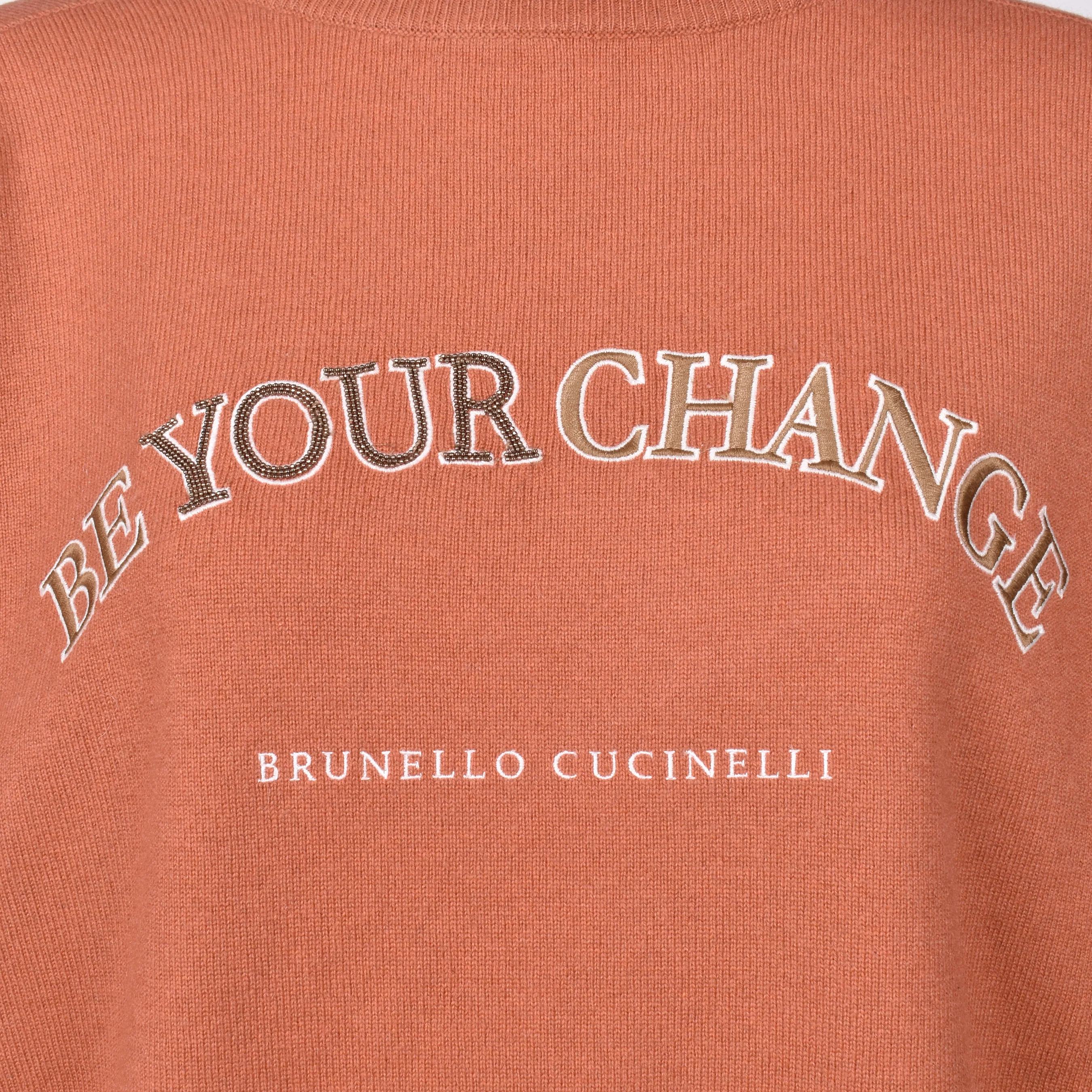 BRUNELLO CUCINELLI WOMEN'S SALMON CASHMERE BLEND CREW NECK SWEATER - Image 3