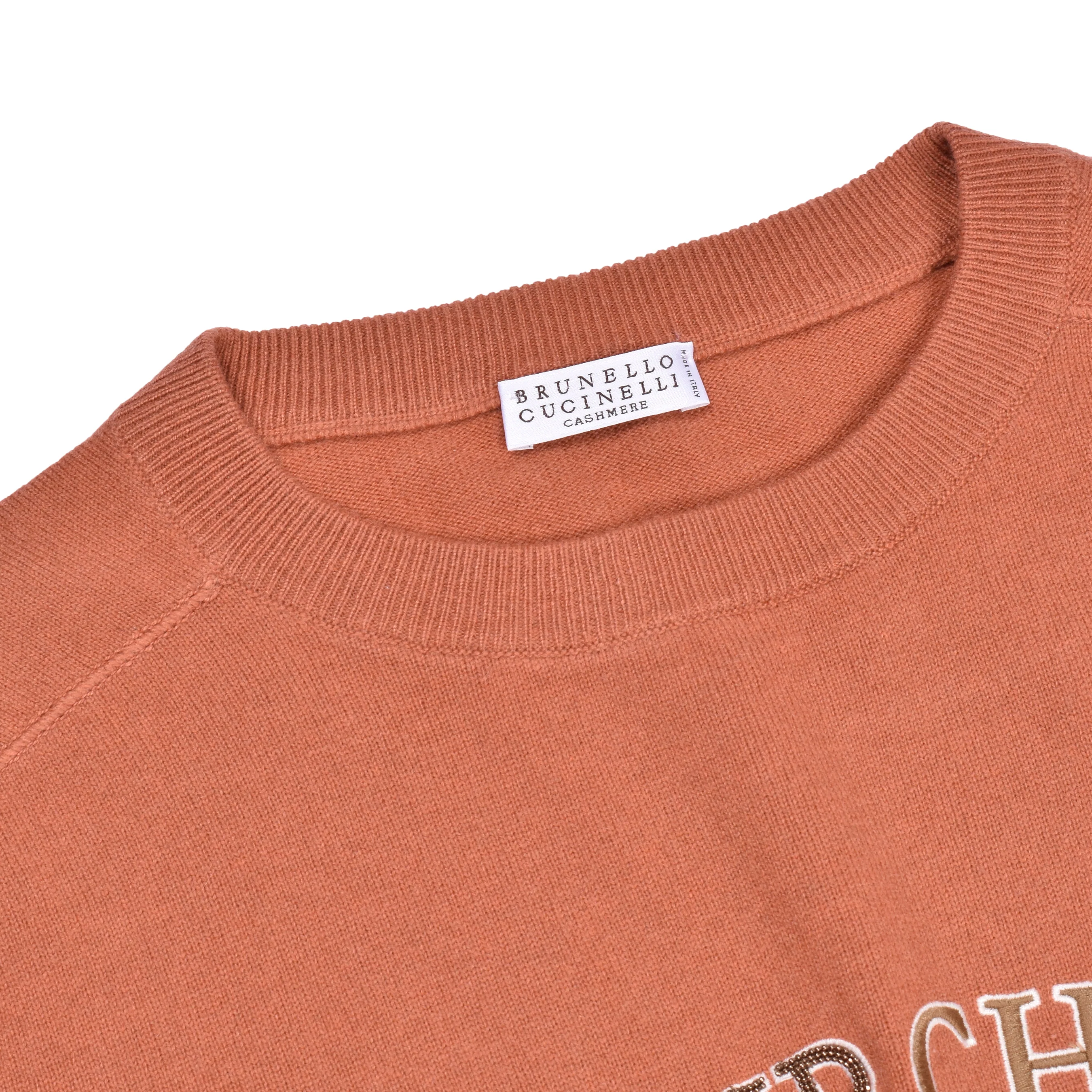 BRUNELLO CUCINELLI WOMEN'S SALMON CASHMERE BLEND CREW NECK SWEATER - Image 4