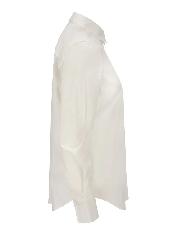 BRUNELLO CUCINELLI WOMEN'S WHITE TAILORED BUTTON-UP SHIRT - Image 3
