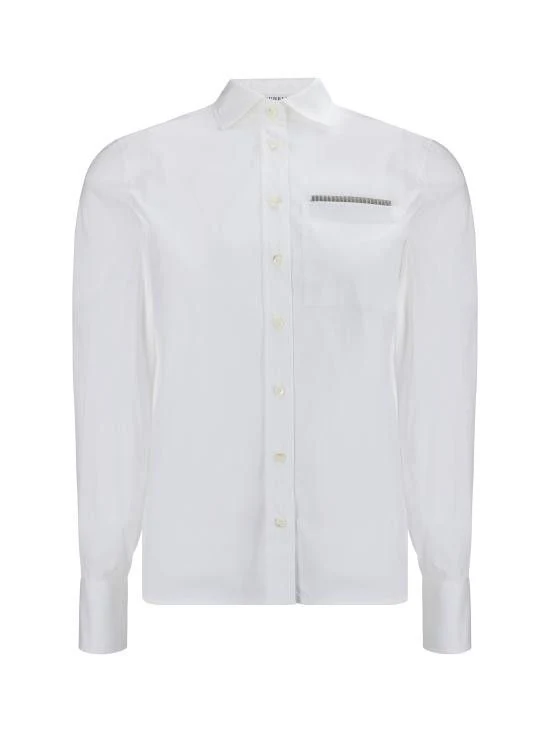 BRUNELLO CUCINELLI WOMEN'S WHITE TAILORED SHIRT WITH EMBELLISHMENT