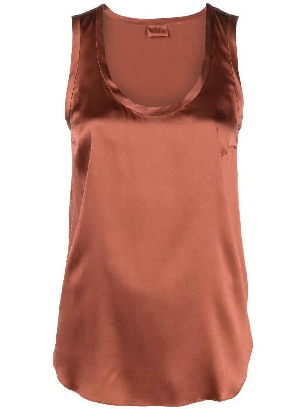 BRUNELLO CUCINELLI WOMEN'S RUST SATIN SLEEVELESS TOP - Image 4