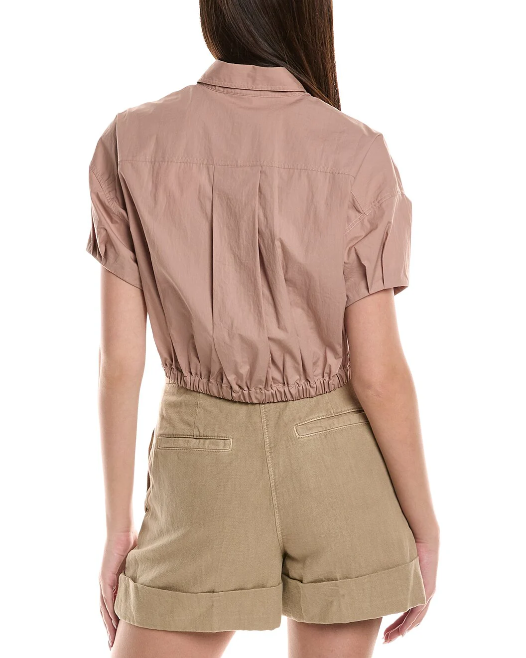 BRUNELLO CUCINELLI WOMEN'S ROSE CROPPED DRAWSTRING SHIRT - Image 2