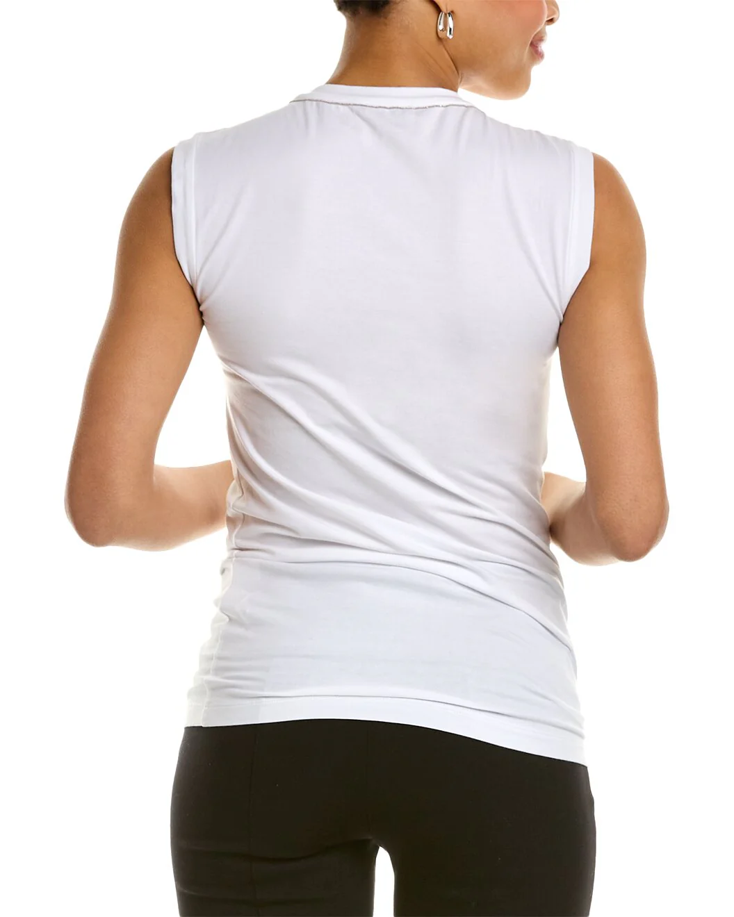 BRUNELLO CUCINELLI WOMEN'S WHITE SLEEVELESS FITTED TOP - Image 2