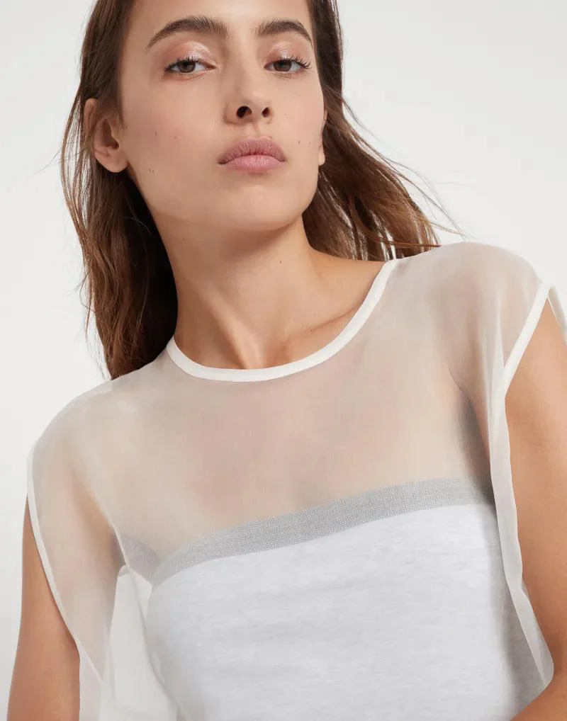 BRUNELLO CUCINELLI WOMEN'S SHEER OVERLAY SLEEVELESS TOP - Image 2