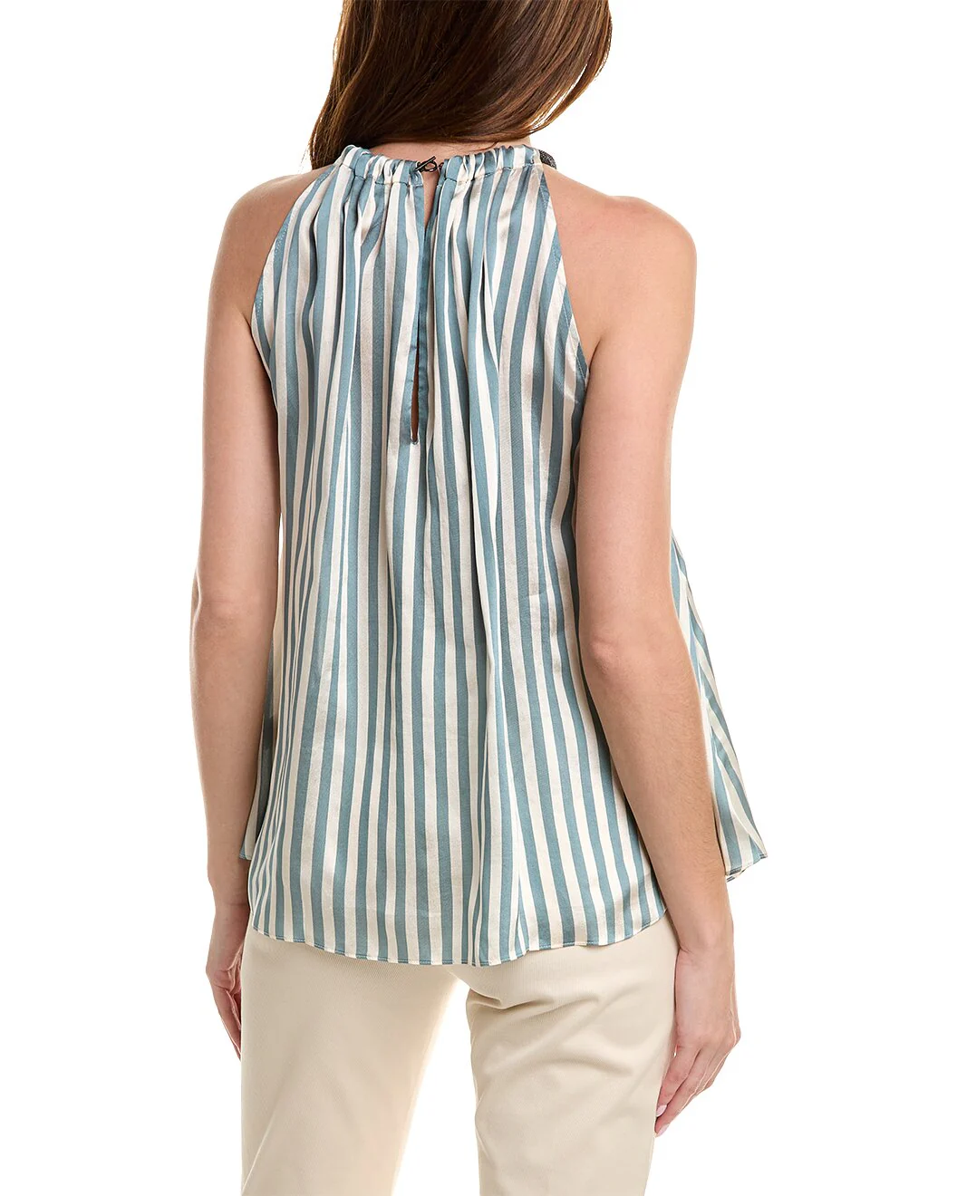 BRUNELLO CUCINELLI WOMEN'S STRIPED HALTER NECK BLOUSE - Image 2