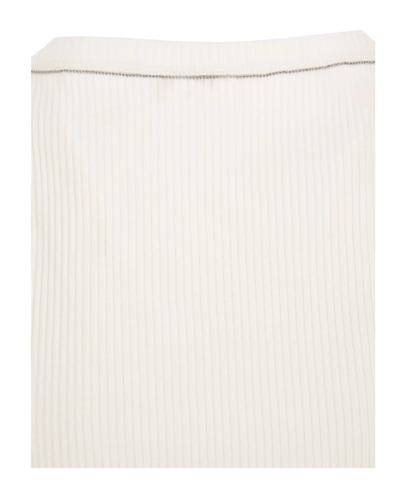 BRUNELLO CUCINELLI WOMEN'S WHITE RIBBED TANK TOP - Image 4