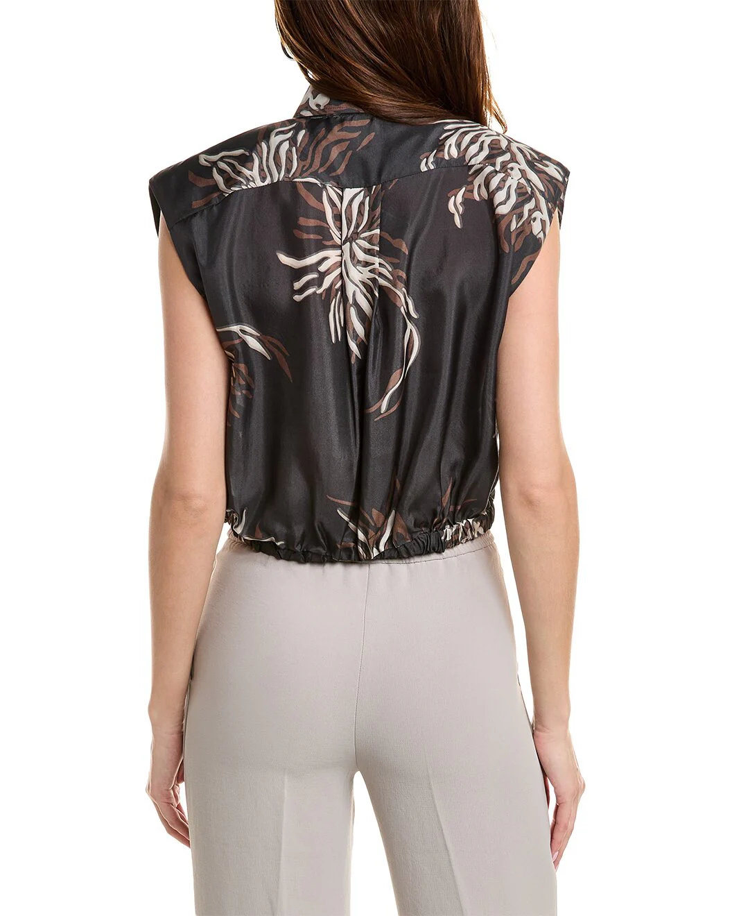 BRUNELLO CUCINELLI WOMEN'S ANTHRACITE FLORAL SLEEVELESS BLOUSE - Image 2