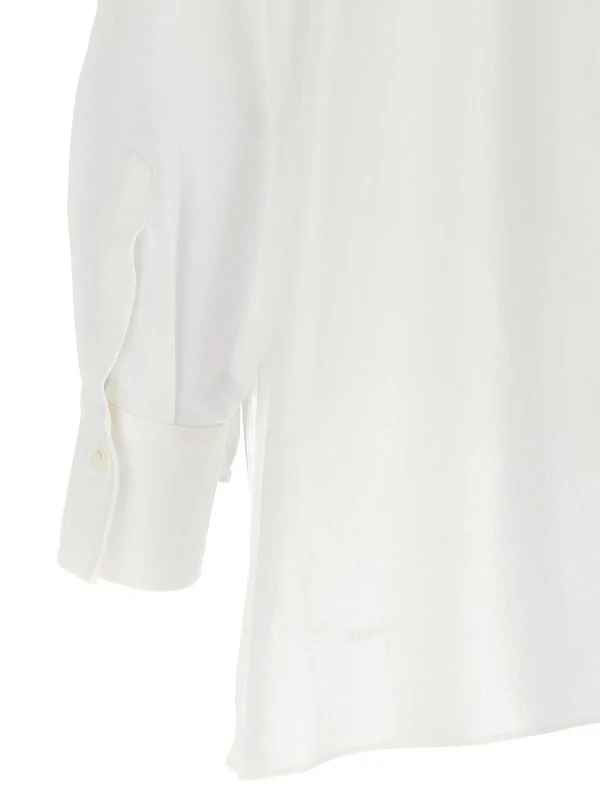BRUNELLO CUCINELLI WOMEN'S WHITE OVERSIZED SHIRT WITH CONTRAST COLLAR - Image 4