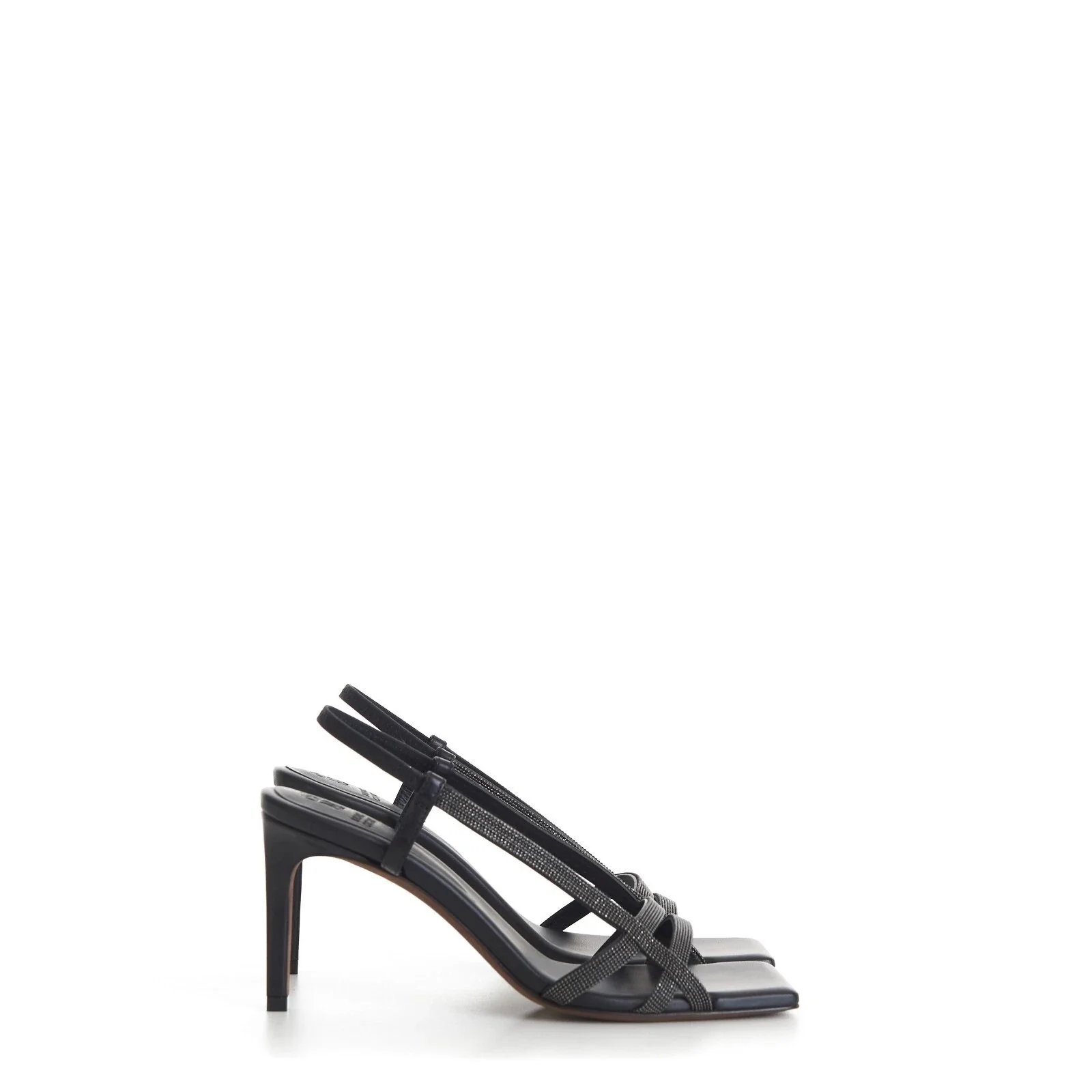 BRUNELLO CUCINELLI WOMEN'S BLACK LEATHER OPEN-TOE SANDALS - Image 2